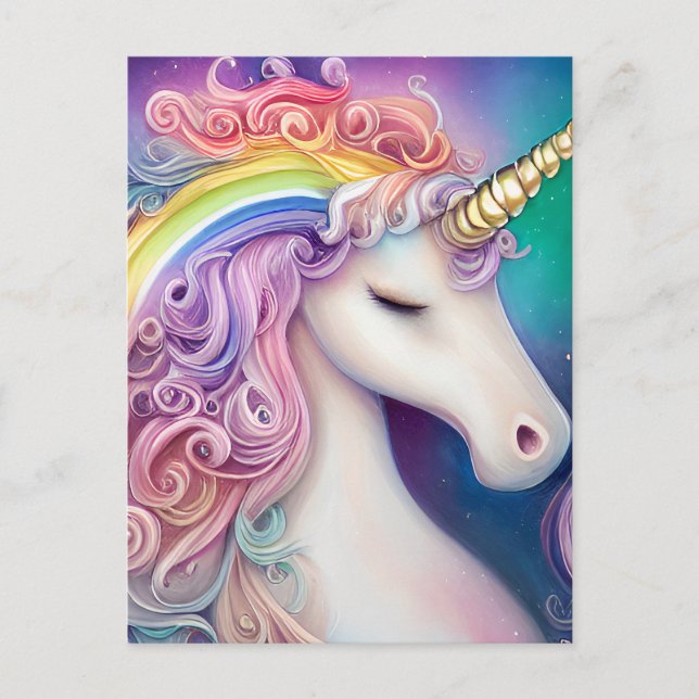 Carte Postale Cute Unicorn (Devant)