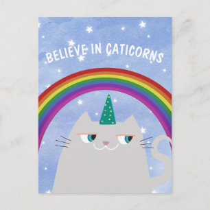 Carte Postale Cute Unicorn Chat