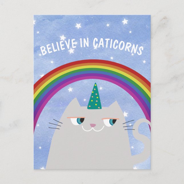 Carte Postale Cute Unicorn Chat (Devant)