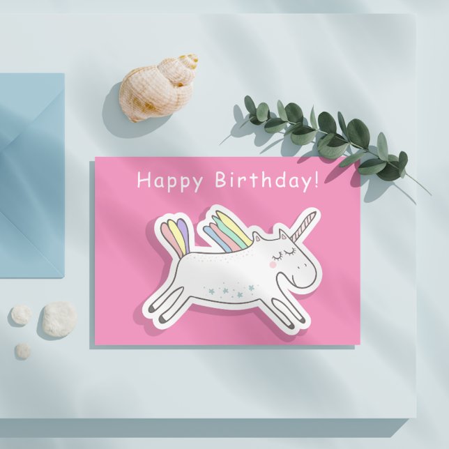 Carte Postale Cute Unicorn - Filles Anniversaire (Créateur téléchargé)