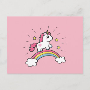 Carte Postale Cute Unicorn Sur Un Arc En Arc En Ciel