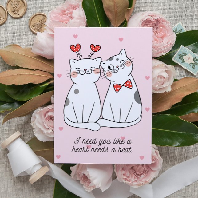 Carte postale Cute Valentine Cat Couple (Créateur téléchargé)