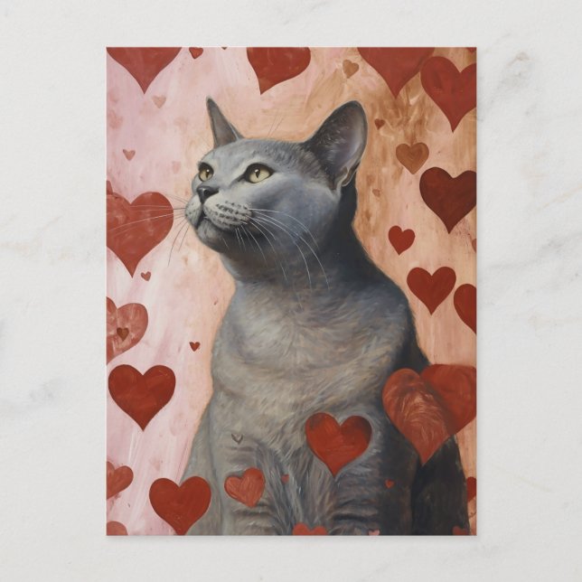Carte Postale Cute Valentine Chat (Devant)
