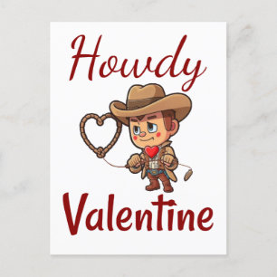 Carte Postale Cute Valentine's Day Cowboy "Howdy Valentine"