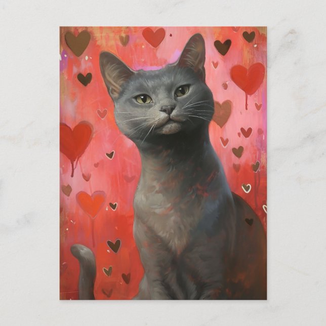 Carte Postale Cute Valentines Jour Chat (Devant)