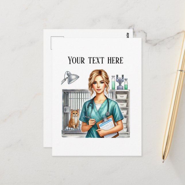 Carte Postale Cute Veterinarian Office customizable (Devant/Arrière en situation)