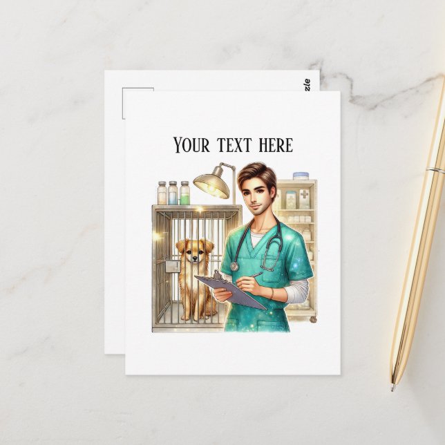 Carte Postale Cute Veterinarian Office customizable  (Devant/Arrière en situation)