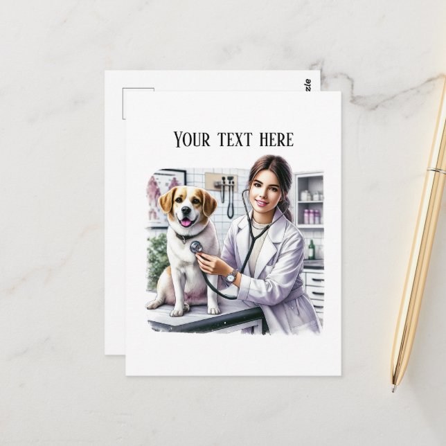 Carte Postale Cute Veterinarian Office customizable  (Devant/Arrière en situation)