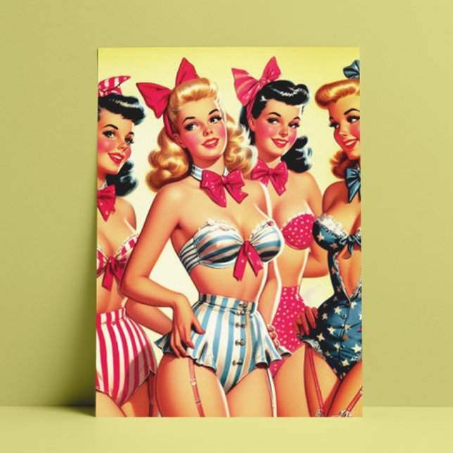 Carte Postale Cute Vintage Bikini Pin-ups (Créateur téléchargé)