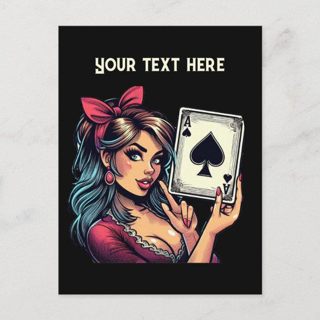 Carte Postale Cute vintage Casino fille ajouter message poker (Devant)