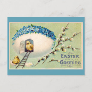 Carte Postale Cute Vintage Chicks Salutations de Pâques
