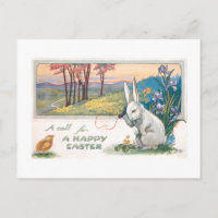 Cute Vintage Easter Bunny with Telephone