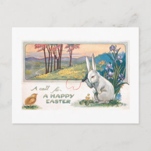 Carte Postale Cute Vintage Easter Bunny with Telephone