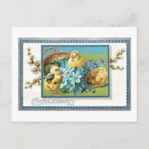 Carte Postale Cute Vintage Easter Chicks & Forget-Me