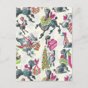 Carte Postale Cute Vintage Poodles De Vacances S'Amuser