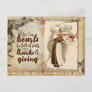 Carte Postale Cute Vintage Thanksgiving Gratitude 