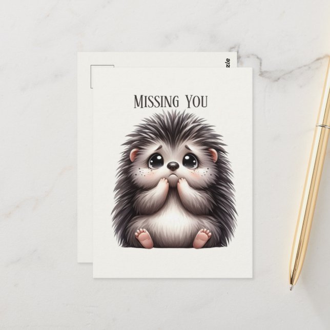 Carte Postale Cute Vous manquez de porc-épic (Devant/Arrière en situation)