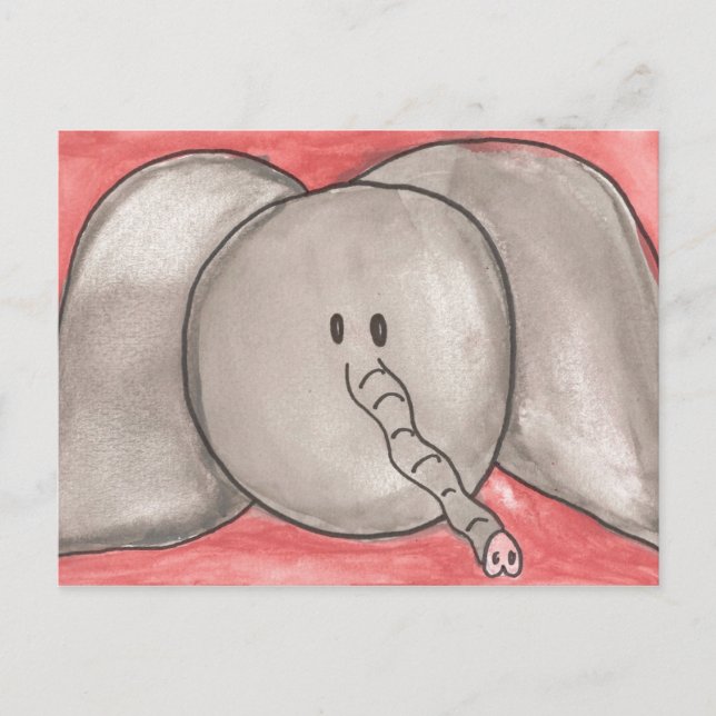 Carte Postale Cute Watercolor Cartoon Elephant (Devant)