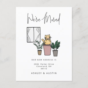 Carte Postale Cute Watercolor Chat Fun Nous avons déménagé Nouve