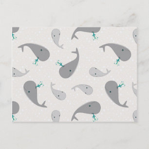 Carte Postale Cute Whale Maman et Baby Motif