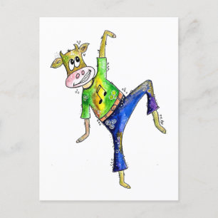 Carte postale Cute Whimsical Dancing Cow