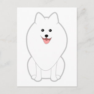 Carte Postale Cute White Dog. Spitz ou Poméranian.