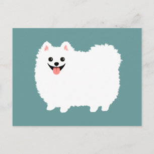 Carte Postale Cute White Pomeranian