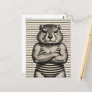 Carte Postale Cute Wildlife Criminals Marmotte