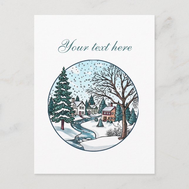 Carte Postale Cute Winter scène personnalisable (Devant)