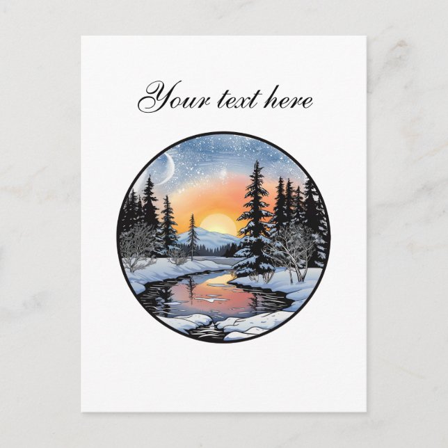Carte Postale Cute Winter scène personnalisable (Devant)
