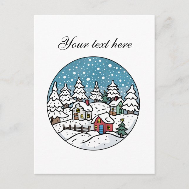 Carte Postale Cute Winter scène personnalisable (Devant)