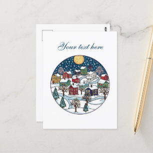 Carte Postale Cute Winter scène personnalisable