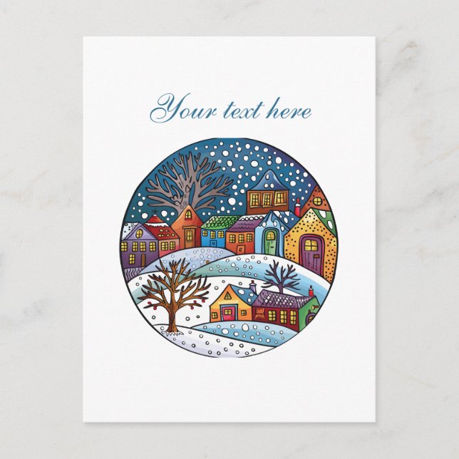 Carte Postale Cute Winter scène personnalisable (Devant)