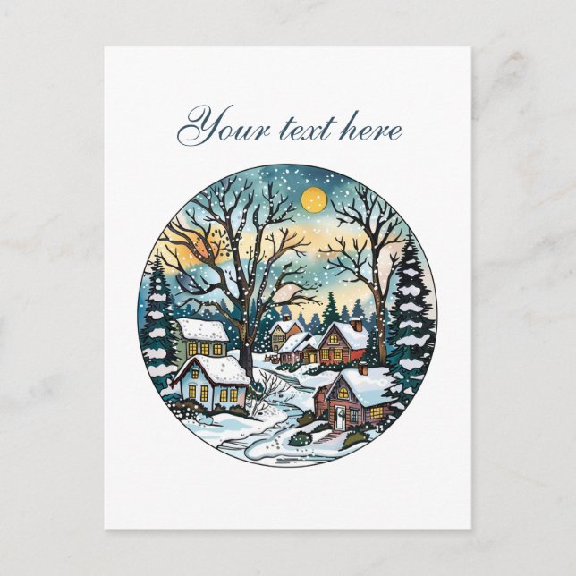 Carte Postale Cute Winter scène personnalisable (Devant)