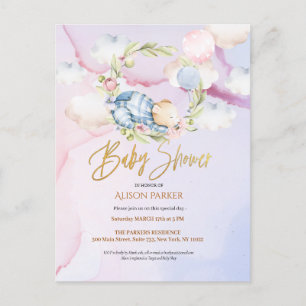 Carte Postale Cute Woodland Teddy Bear Boy Baby shower Invitatia