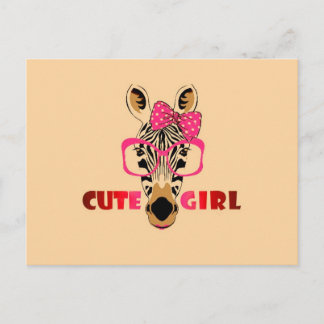 Carte Postale Cute Zebra Connaît Une Fille Mignonne; Dessin & Sl