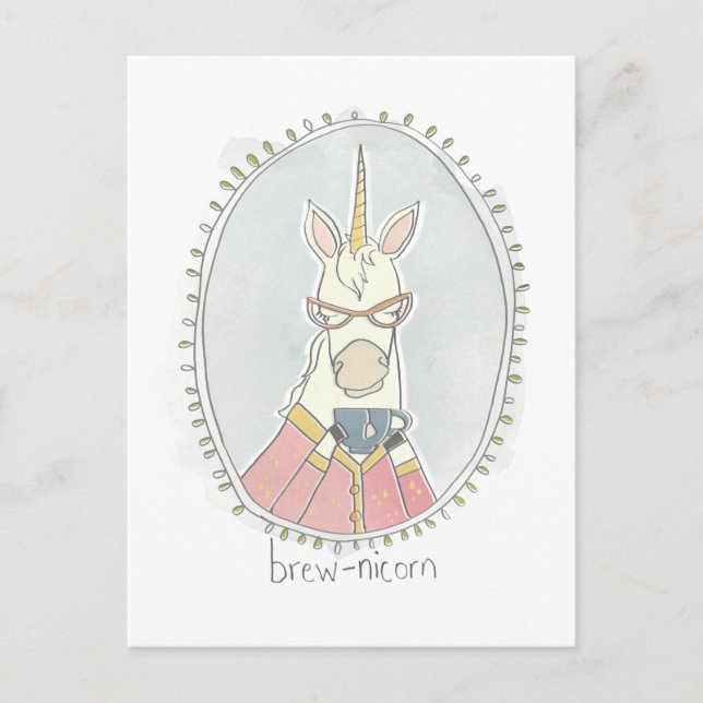 Carte Postale Cutie caféinée | Brew Unicorn (Devant)