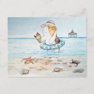 Carte Postale Cutie the Guinea Pig at Seaside Painting