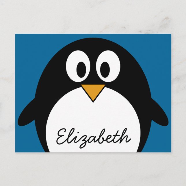 Carte Postale cutoon penguin blue background (Devant)