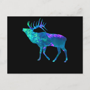 Carte Postale Cyan Blue Violet turquoise Elk Buck pour les cadea