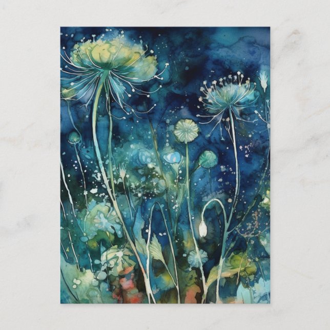 Carte Postale cyanotype Florals (Devant)