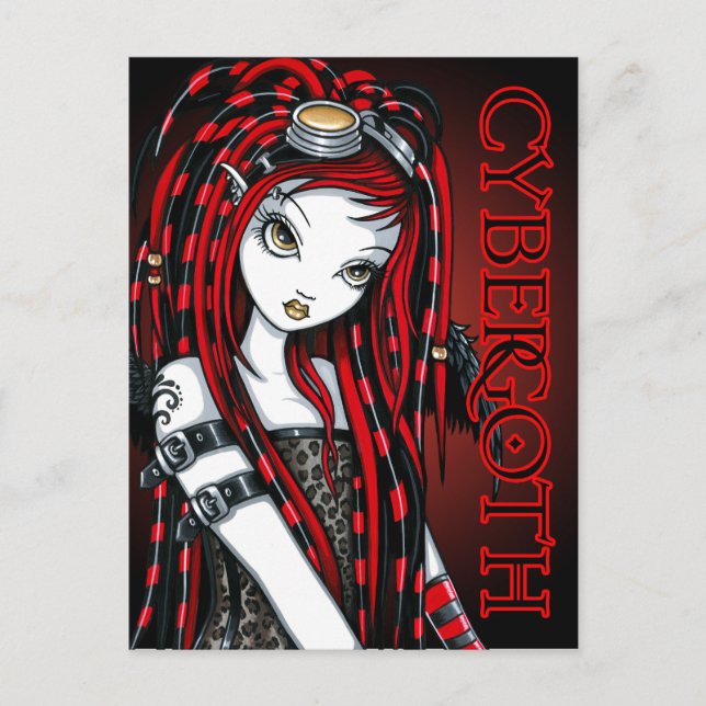 Carte postale Cybergoth Angel Tattoo Crimson (Devant)