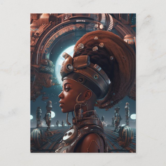Carte Postale Cyberpunk Black Woman Science-Fiction (Devant)