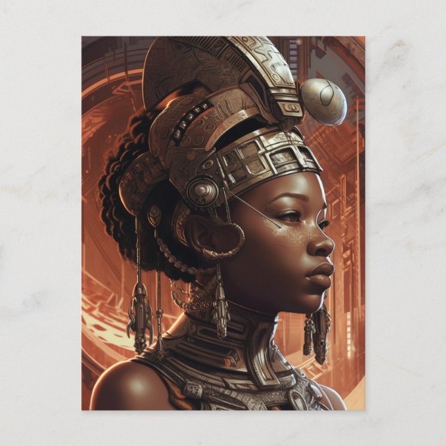 Carte Postale Cyberpunk Black Woman Science-Fiction (Devant)