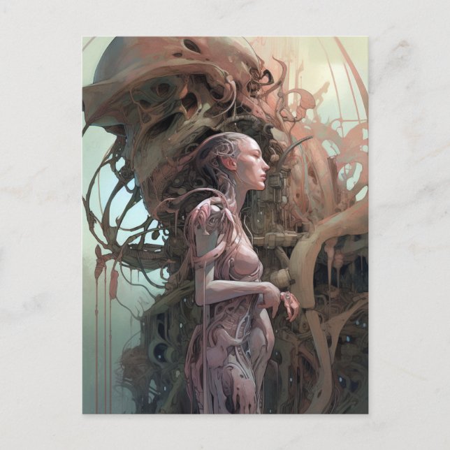 Carte Postale Cyborg Femme Futuriste Science-Fiction (Devant)