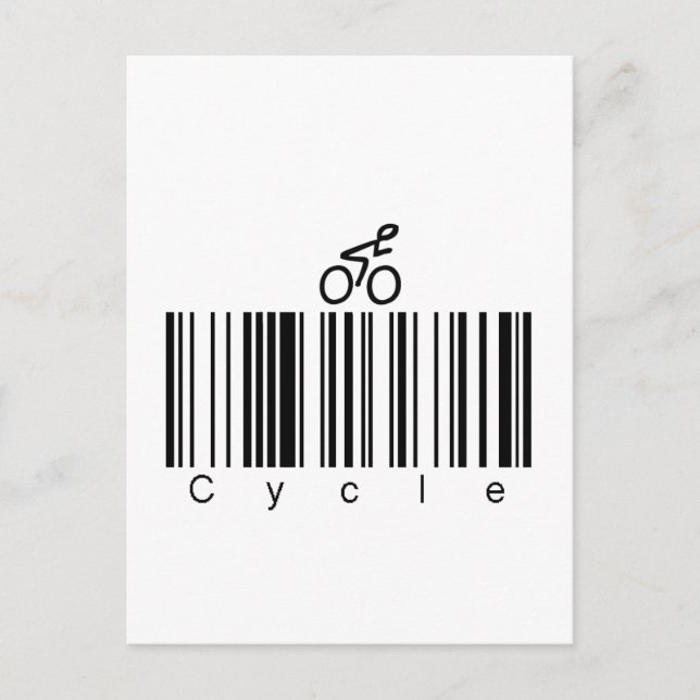 Carte Postale Cycle Code barre (Devant)
