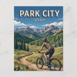 Carte Postale Cycliste de montagne à Park City Utah