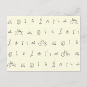 Carte Postale Cyclistes drôles à vélo sur des vélos bizarres des