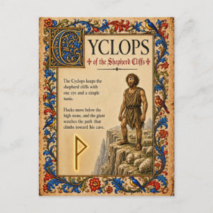 Carte Postale Cyclope, Art du Bestiaire Médiéval