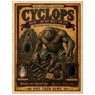 Carte Postale Cyclope, Monstre de Cirque Vintage